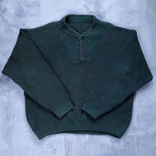 Vintage EDDIE BAUER Half Button Sweater Green