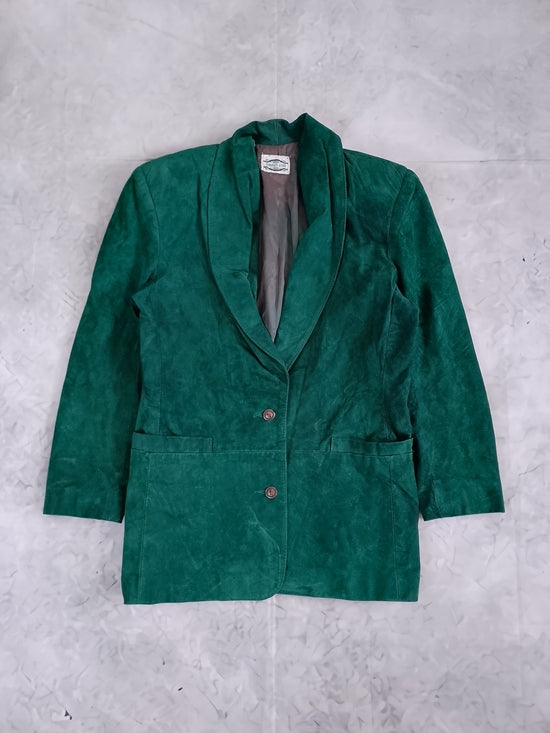 Vintage Women's Emerald Green Suede Blazer Jacket SEPARATE SCENE