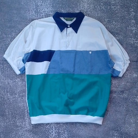 VINTAGE '90s McGregor Funky Dad Grandpa Colorblock Polo Shirt