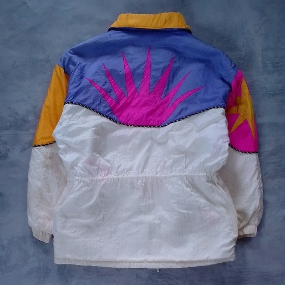 Vintage 90s Sun Style Yellow Pink Purple Colour Block