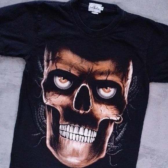 Vintage Men's Black Skull Graphic T-Shirt PAO