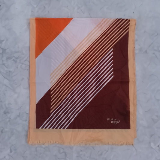 Vintage Monique Martin Heritage Geometric Scarf Brown Orange White Made in Italy