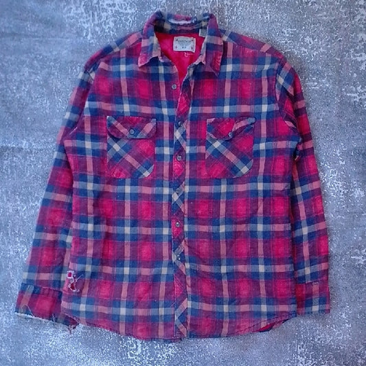 Red and Blue Plaid Flannel Shirt