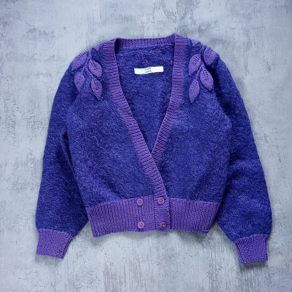 Vintage Leaves Purple Cardigan Sweater