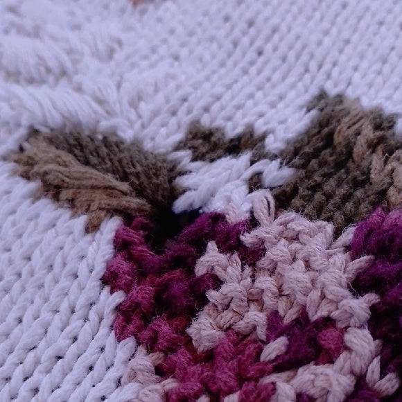 VINTAGE 90s Floral Hand Knit Women's Sweater - CAPE ISLE KNITTERS