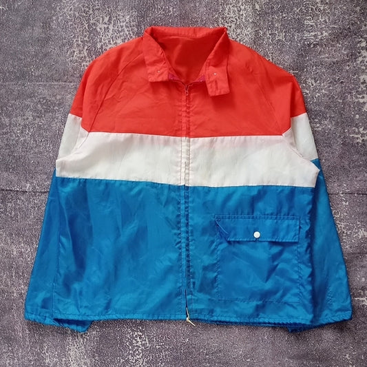 Vintage 1970s Popsicle Style Jacket Colorblock Windbreaker AVON Racing Style