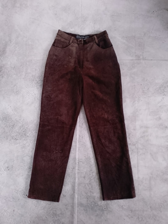 Y2K EXCHANGE Brown Suede Wide-Leg Pants