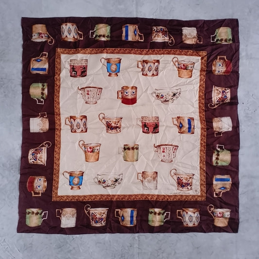 Vintage Echo Museum Collection Smithsonian Silk Scarf 1996 Tea Cup Designer