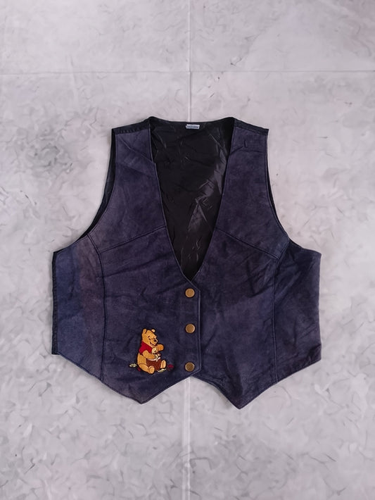 Vintage 90s Disney Winnie The Pooh Suede Vest