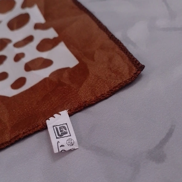 Vintage Brown & White Leopard Print Silk Neckerchief – 20” Square Animal Print S