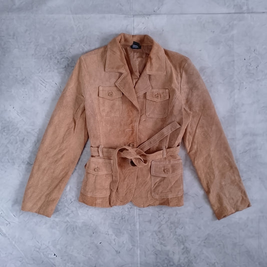 Rue21 Tan Suede Leather Belted Jacket