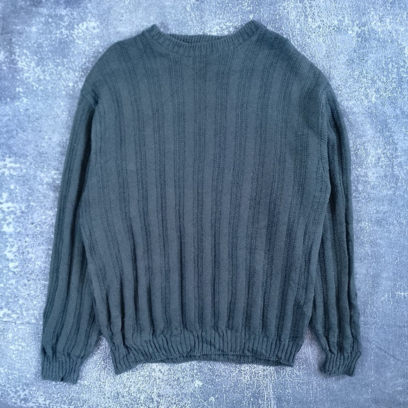 Vintage 90s DAVID TAYLOR GREEN RIBBLE Sweater Crewneck Hand Framed