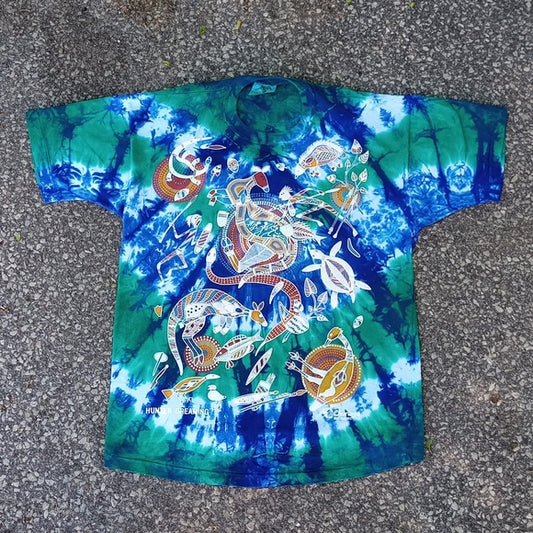 Vintage 90s Churinga Australia Hunter Dreaming Aboriginal Tie Dye Shirt