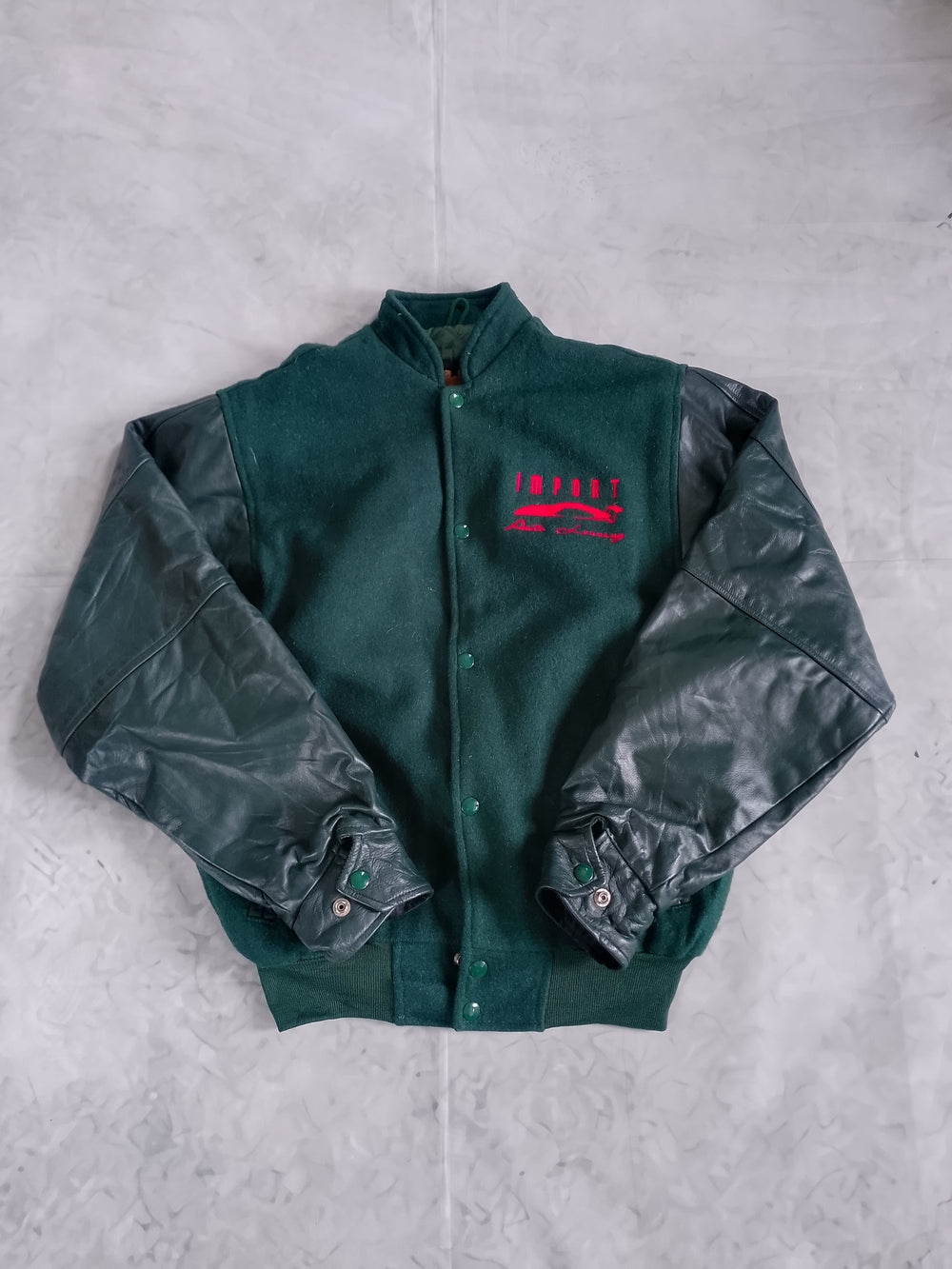 Vintage 1998 Import Auto Leasing Wool & Leather Jacket