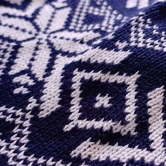 VINTAGE 90s NORTIC  STYLE Navy Blue Patterned Sweater