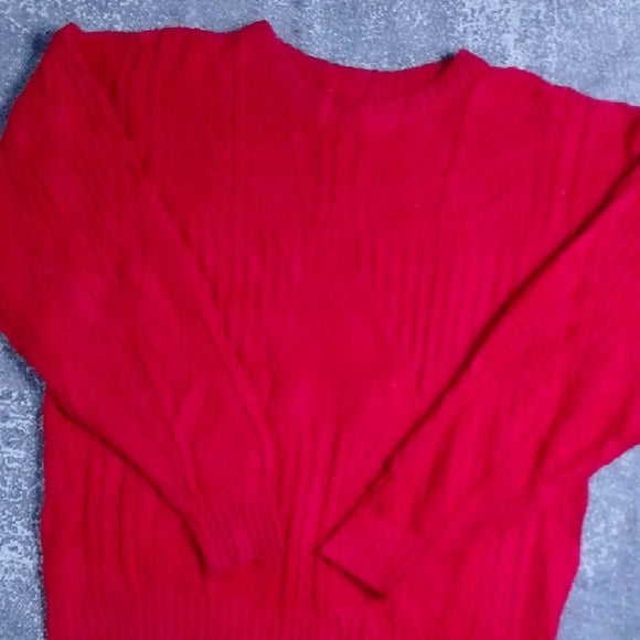 Vintage 90s RED CABLE KNIT SWEATER