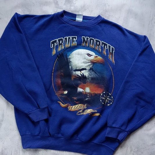 Vintage 90s TRUE NORTH Bald Eagle Wildlife Collections Crewneck Sweater