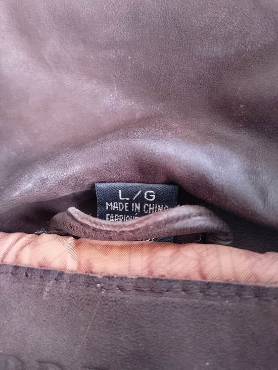 VINTAGE Brown Leather Bomber Jacket EXPRESSIONS WORWIDE