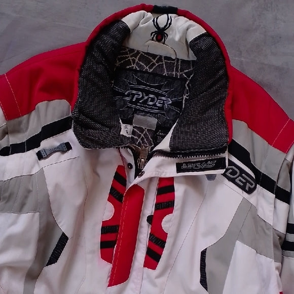 Spyder Red and White Ski Jacket with Black Accents Entrant Dermizax-EV Fabric