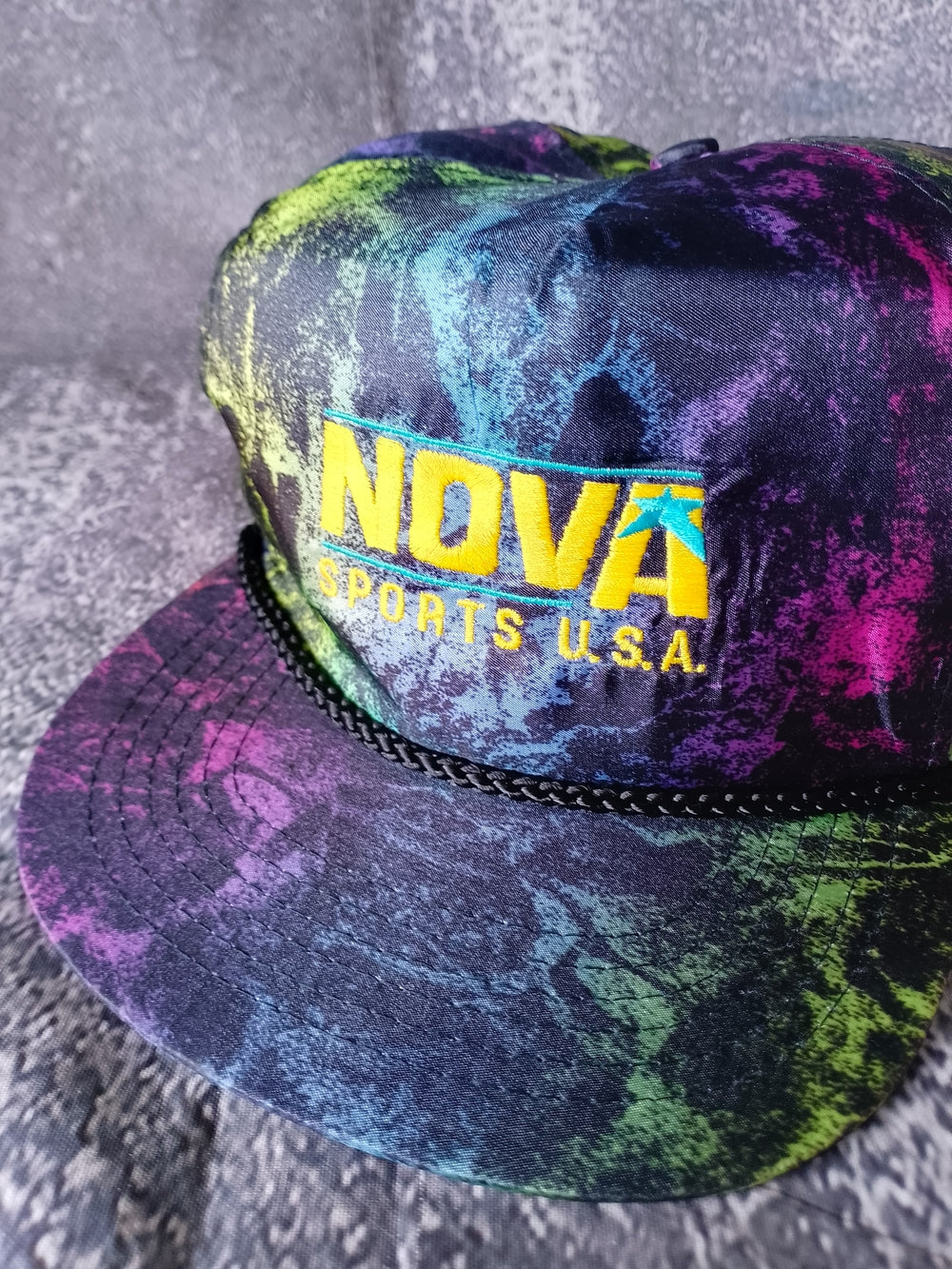 Vintage 90s NOVA SPORTS USA Tie-Dye Snapback