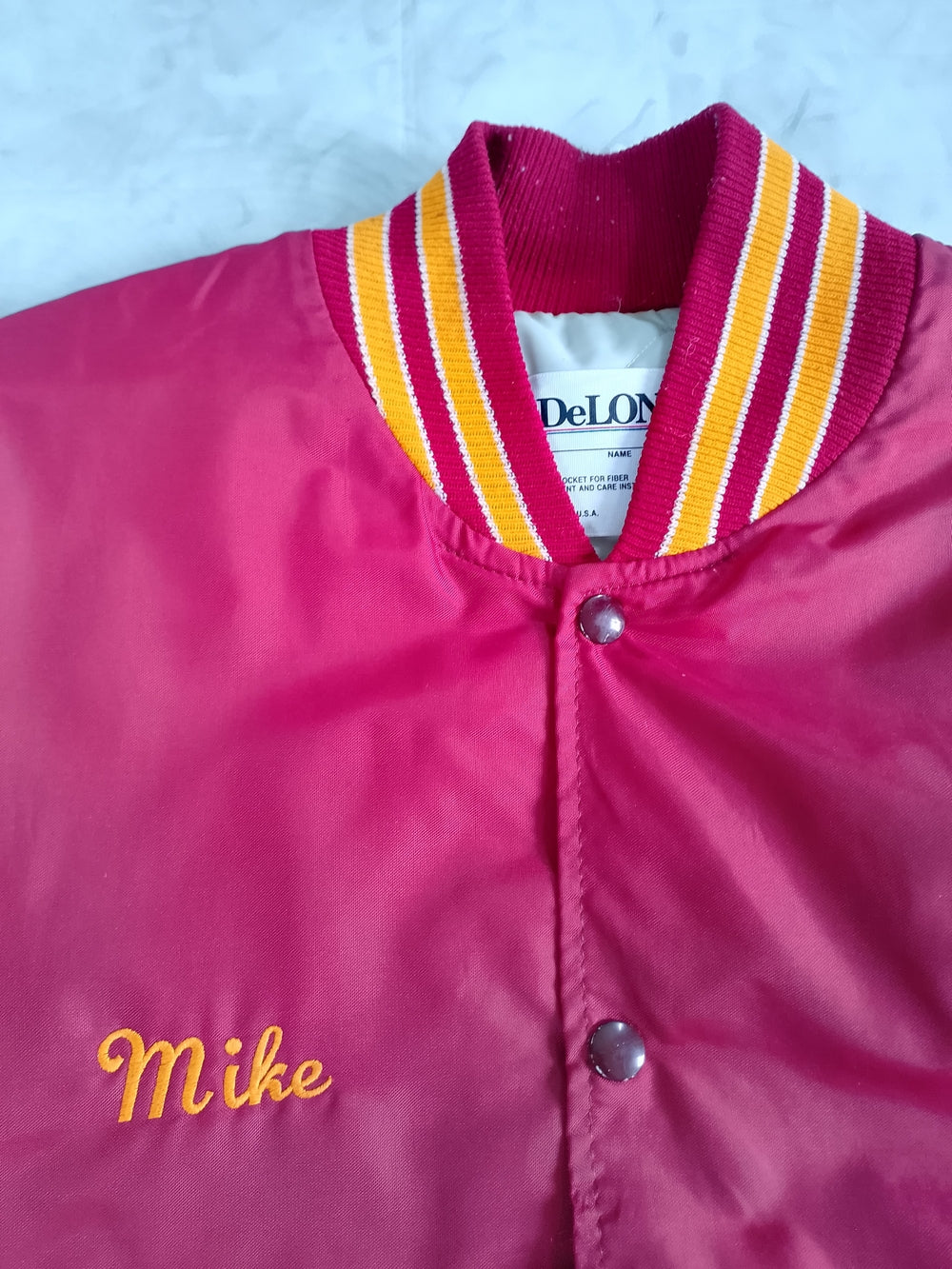 Vintage 90s MIKE Tinley Park Football Satin Jacket - Red with Gold Trim