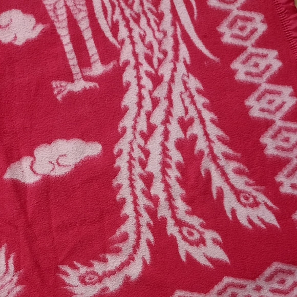 Vintage Chinese Dragon and Phoenix Design Wool Reversible Blanket