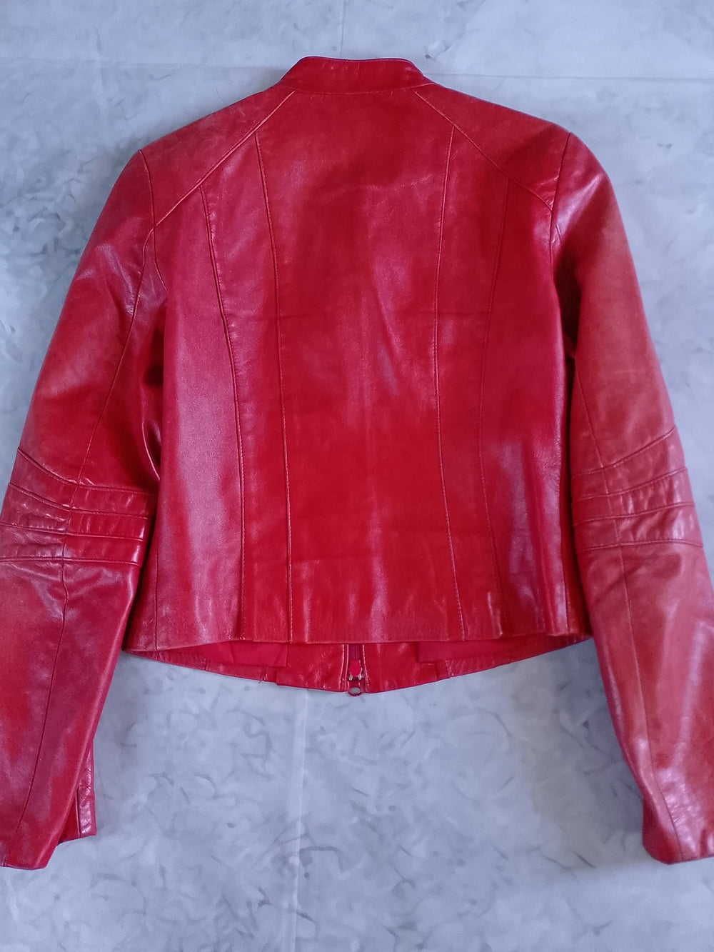 Vitnage DANIER ORANGE Leather Moto Jacket