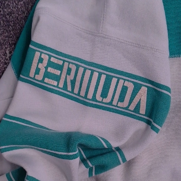 Vintage 90s BERMUDA Tourist White and Teal Sweater