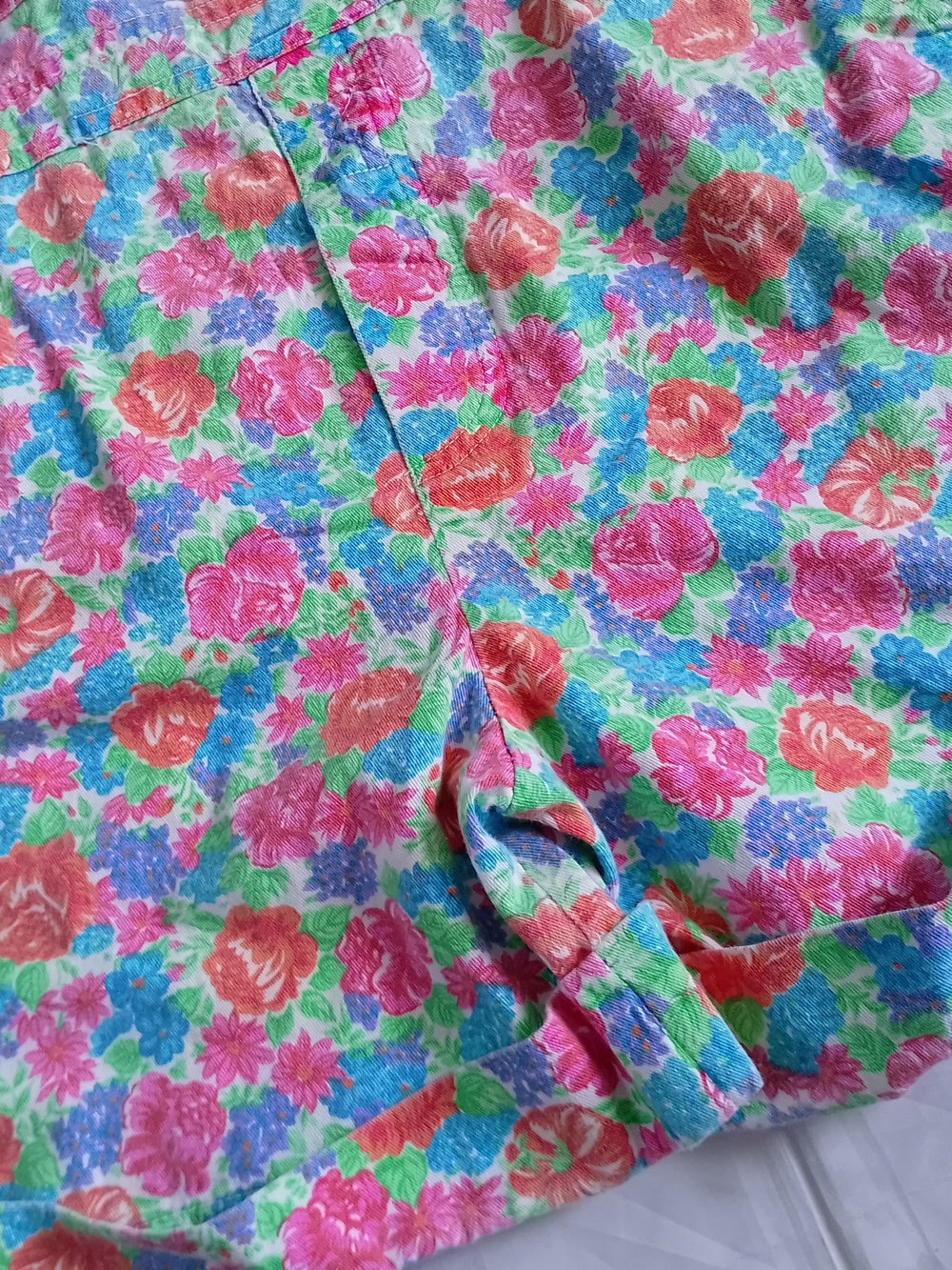Vintage 90s Floral Print Short Overalls