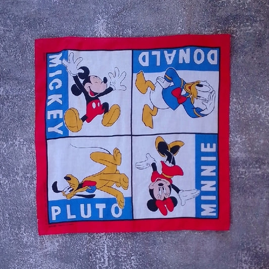 Vintage Disney Character Handkerchief MICKEY PLUTO MINNIE DONALD
