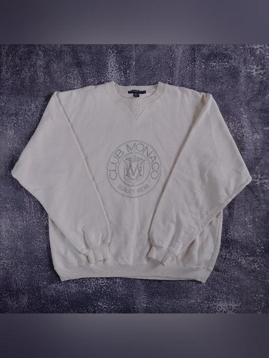 Vintage Club Monaco Cream Logo Crewneck Sweater