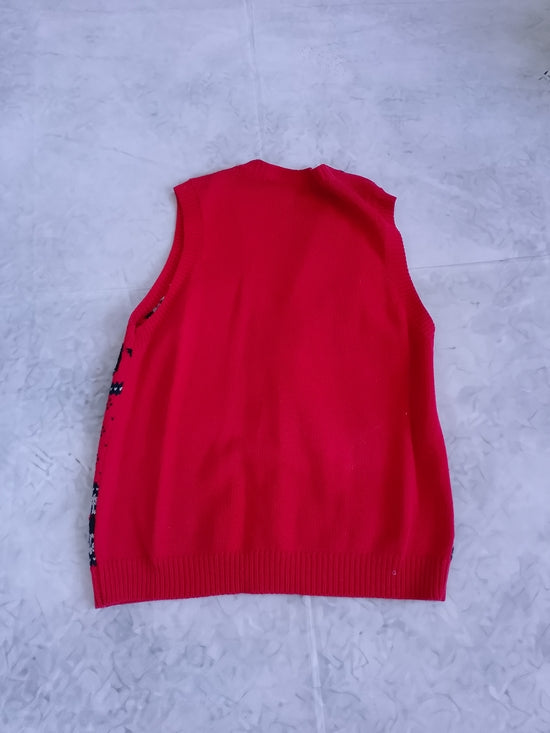 Vintage 90s Scottish Terrier Knit Dog Pattern Button-Up Sweater Vest