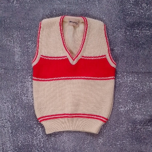 VINTAGE Red and Cream Sweater Vest