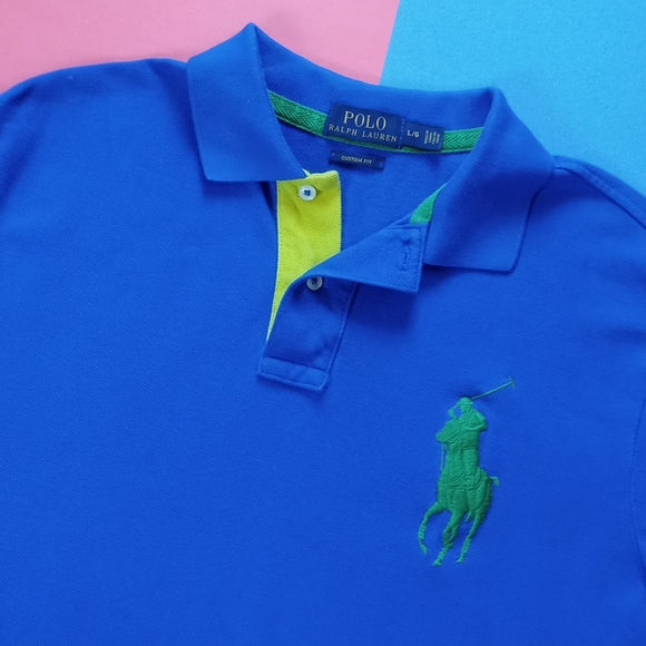 Polo By Ralph Lauren Big Pony Custom Fit #3 Blue Polo T-Shirt