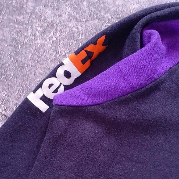 Vintage FedEx Men's Black and Purple Zip-Up Sweater Stan Herman