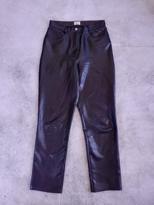 WILFRED Faux Leather High-Rise Straight Leg Pants - Black