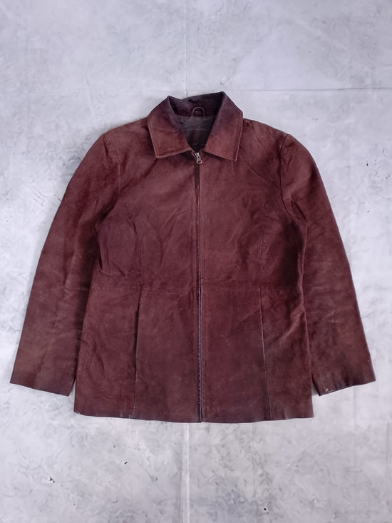 Vintage DULONG Suede Zip-Front Jacket - Brown