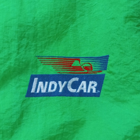 Vintage 80s Indy Car Neon Green Zip-Up Windbreaker Jacket UNISEX