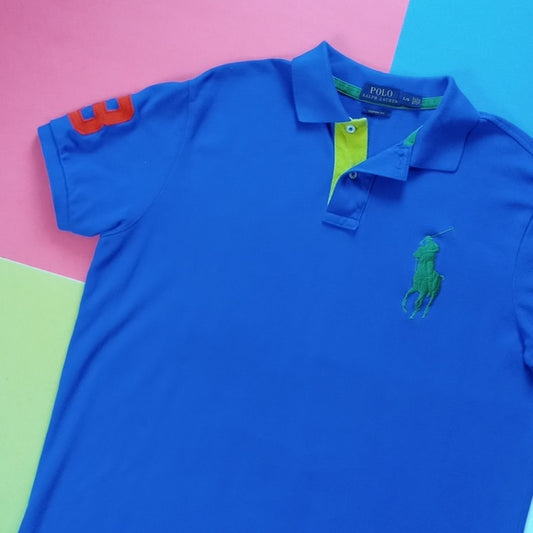 Polo By Ralph Lauren Big Pony Custom Fit #3 Blue Polo T-Shirt