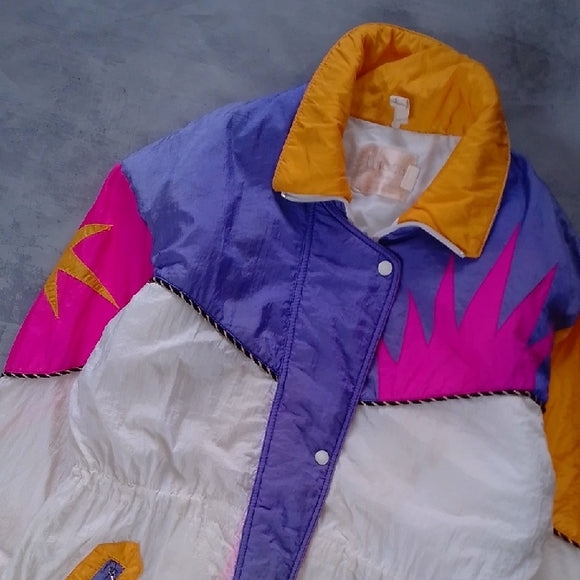 Vintage 90s Sun Style Yellow Pink Purple Colour Block