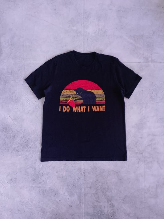 'I Do What I Want' Cat Graphic T-Shirt Cat Knocking Stuff off Tables