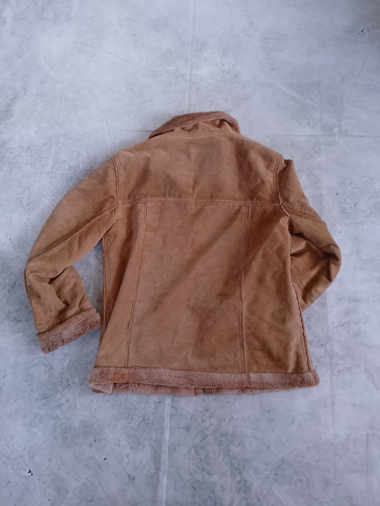 Y2K Cherokee Suede Tan Faux Teddy Shearling Zip Jacket