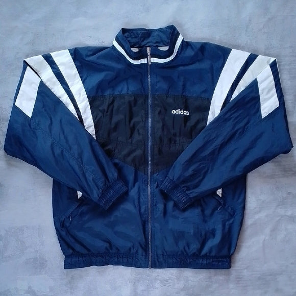 Vintage '90s Adidas Men's Navy and White Windbreaker UNISEX
