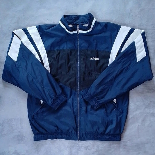 Vintage '90s Adidas Men's Navy and White Windbreaker UNISEX
