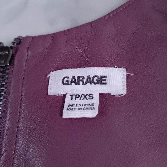GARAGE Faux Leather Purple Crop Top