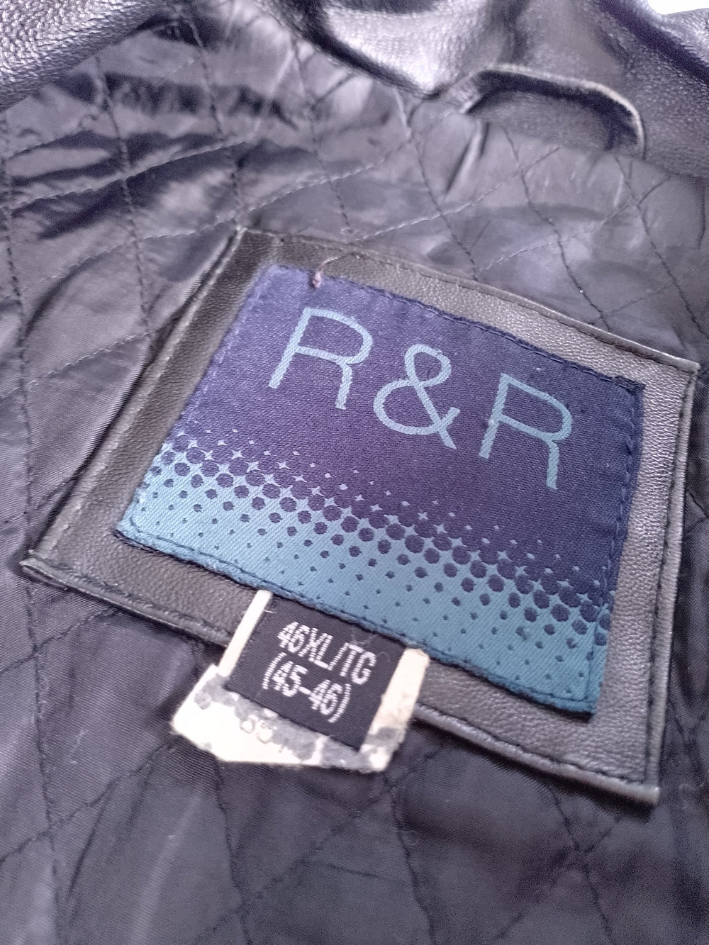 Vintage 90s Black Leather Bomber Jacket R&R UNISEX