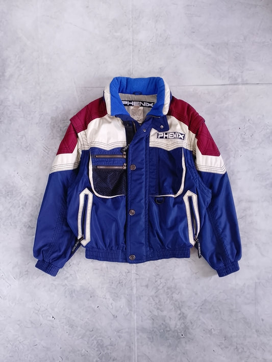 Vintage 90s Phenix Blue Burgundy White Ski Jacket