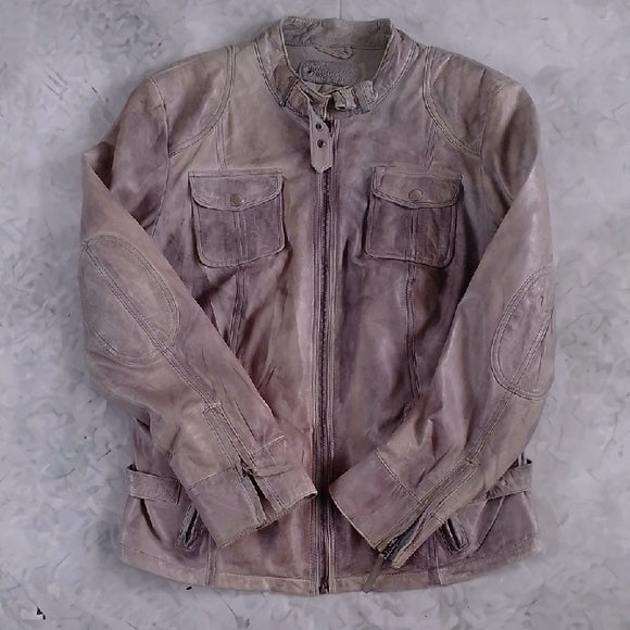 SHEEP NAPPA LEATHER JACKET GREY FAVOURITES YESSICA
