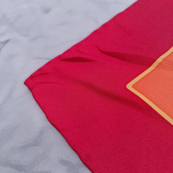 Vintage Salvatore Ferragamo Tiger & Leopard Print Silk Scarf Red Orange Yellow