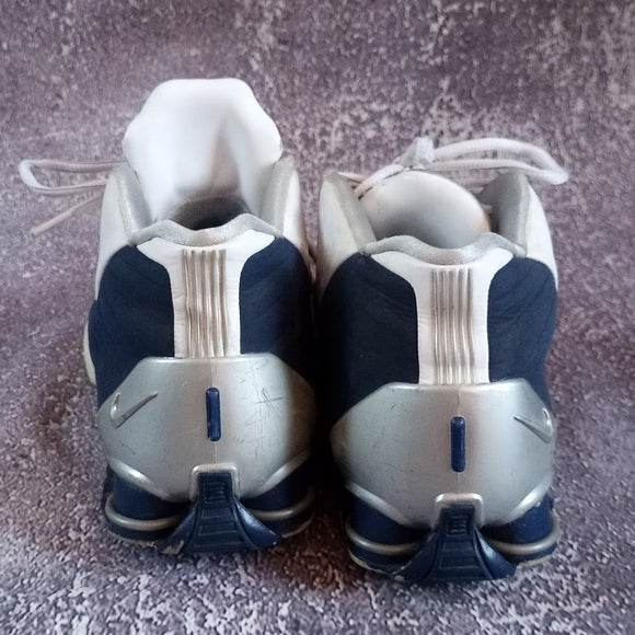 Nike Shox BB4 White Silver Navy Shoes AT7843-100 Vince Carter